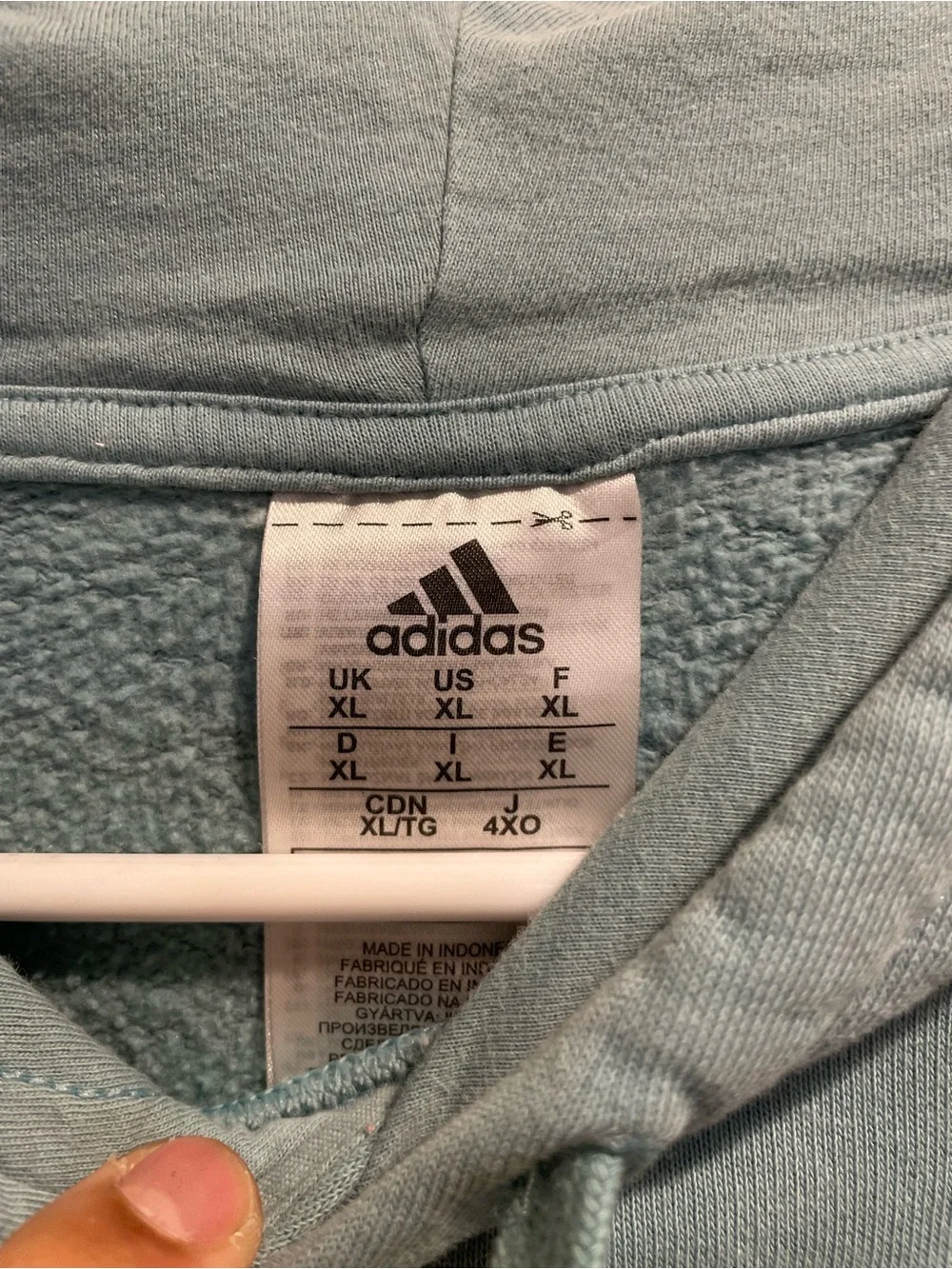 Adidas Men's Essentials Embroidered Small Logo Hoodie Light Teal Size XL